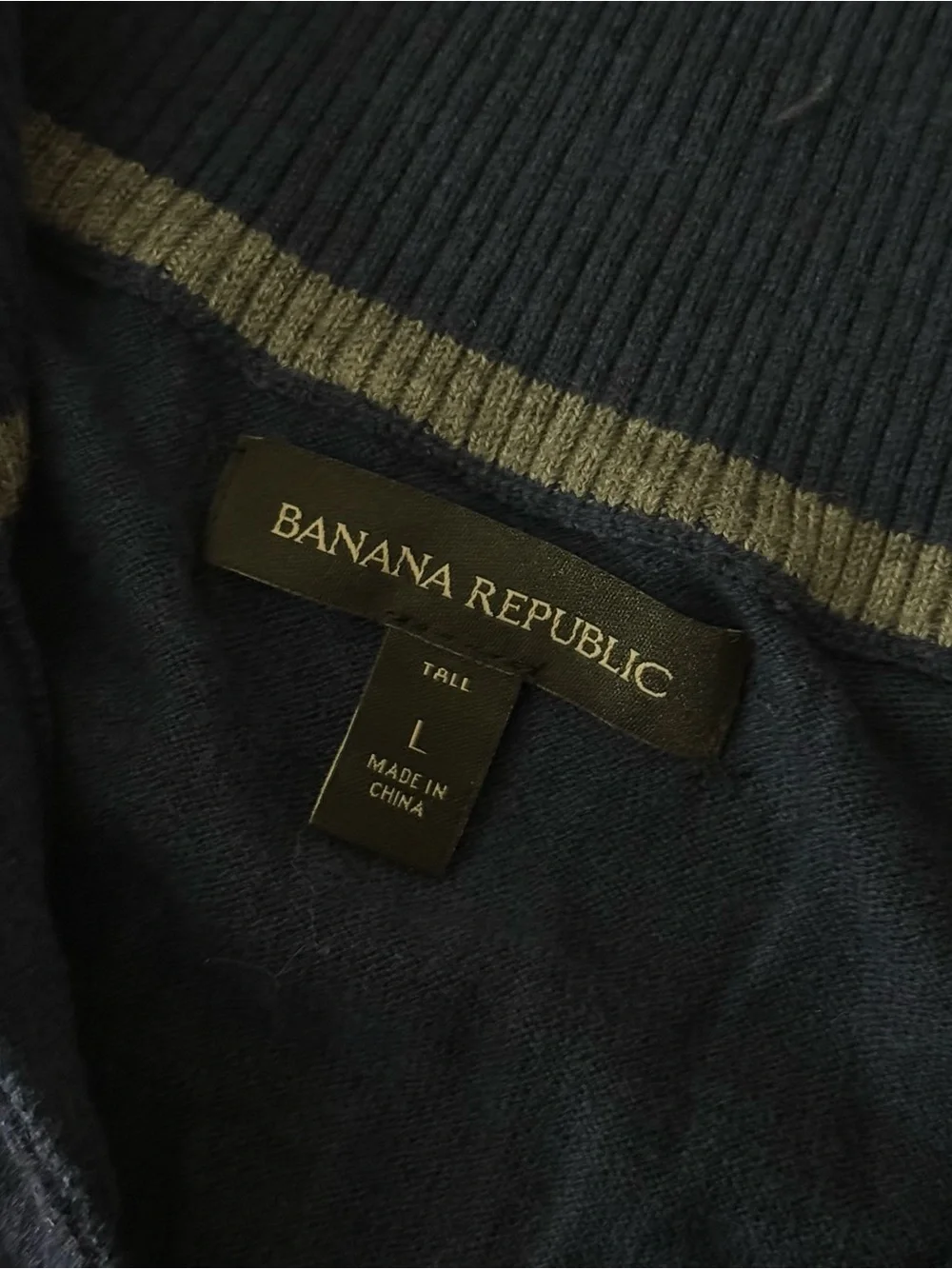 Banana Republic Navy Mock Neck Button Pullover‎ Sweater Tall L